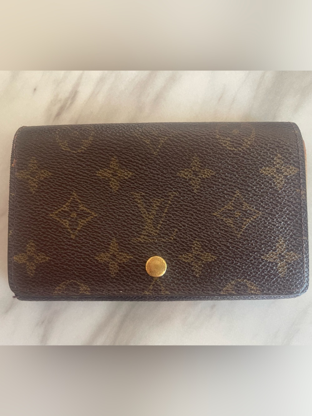 Louis Vuitton Monogram Canvas Wallet in Brown and Gold Hardware